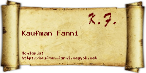 Kaufman Fanni névjegykártya